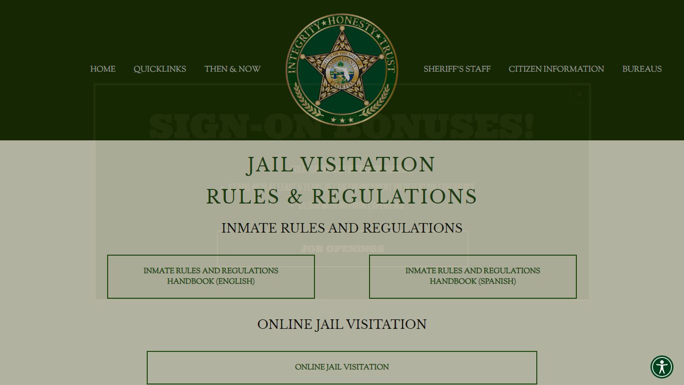 JAIL RULES AND VISITATION — Marion County Sheriff's Office